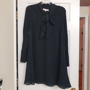 Loft Pleated Accordian Style Black Dress